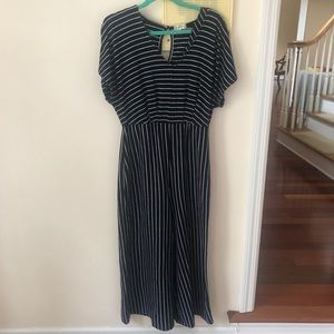 Women’s Black and White Stripe Short Sleeve Jumpsuit Altar’d State